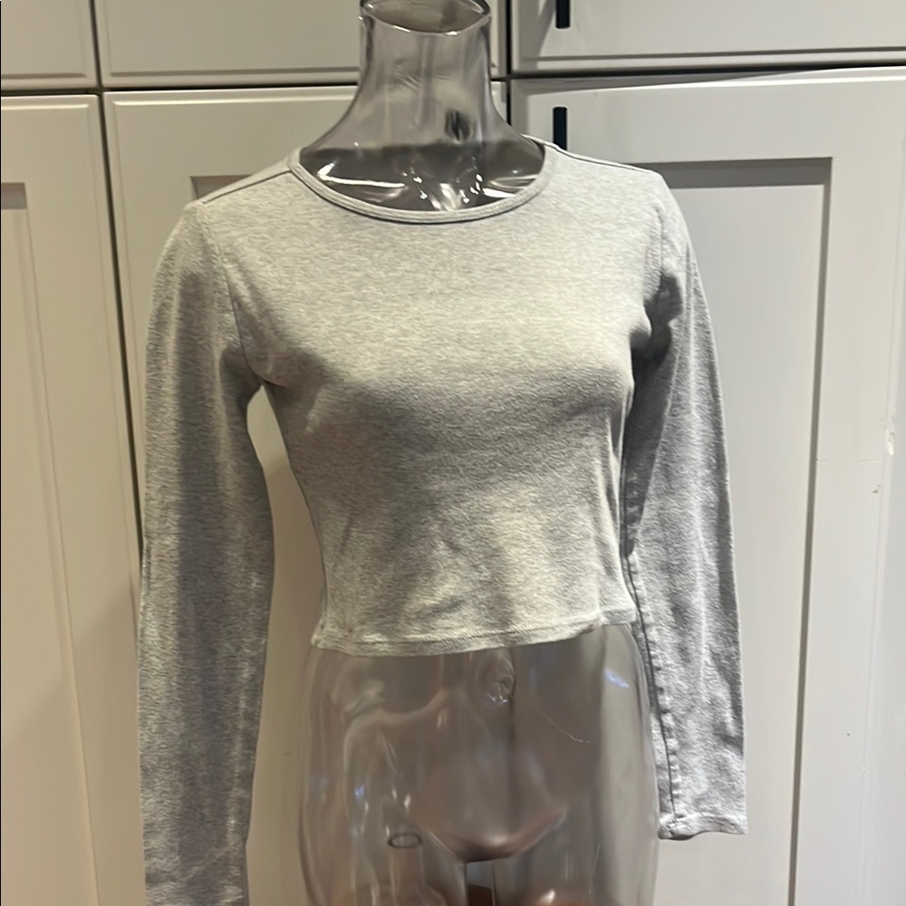 Brandy Melville Gray Fitted Crop Sweatshirt